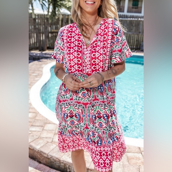 Boho Mini Dress Embrace Summer Vibes - Picture 4 of 7